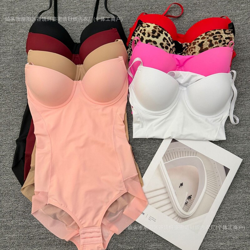 Cross-Border European and American Style Outerwear and Innerwear Shapewear Bodysuit with Bra Support, Body Shaping Garment, Waist Cincher, Tummy Control Underwear, Shapewear