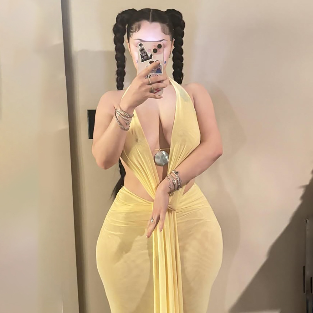 Women's Halter Neck Backless Top And Bodycon Skirt Set Elegant_voghion.com