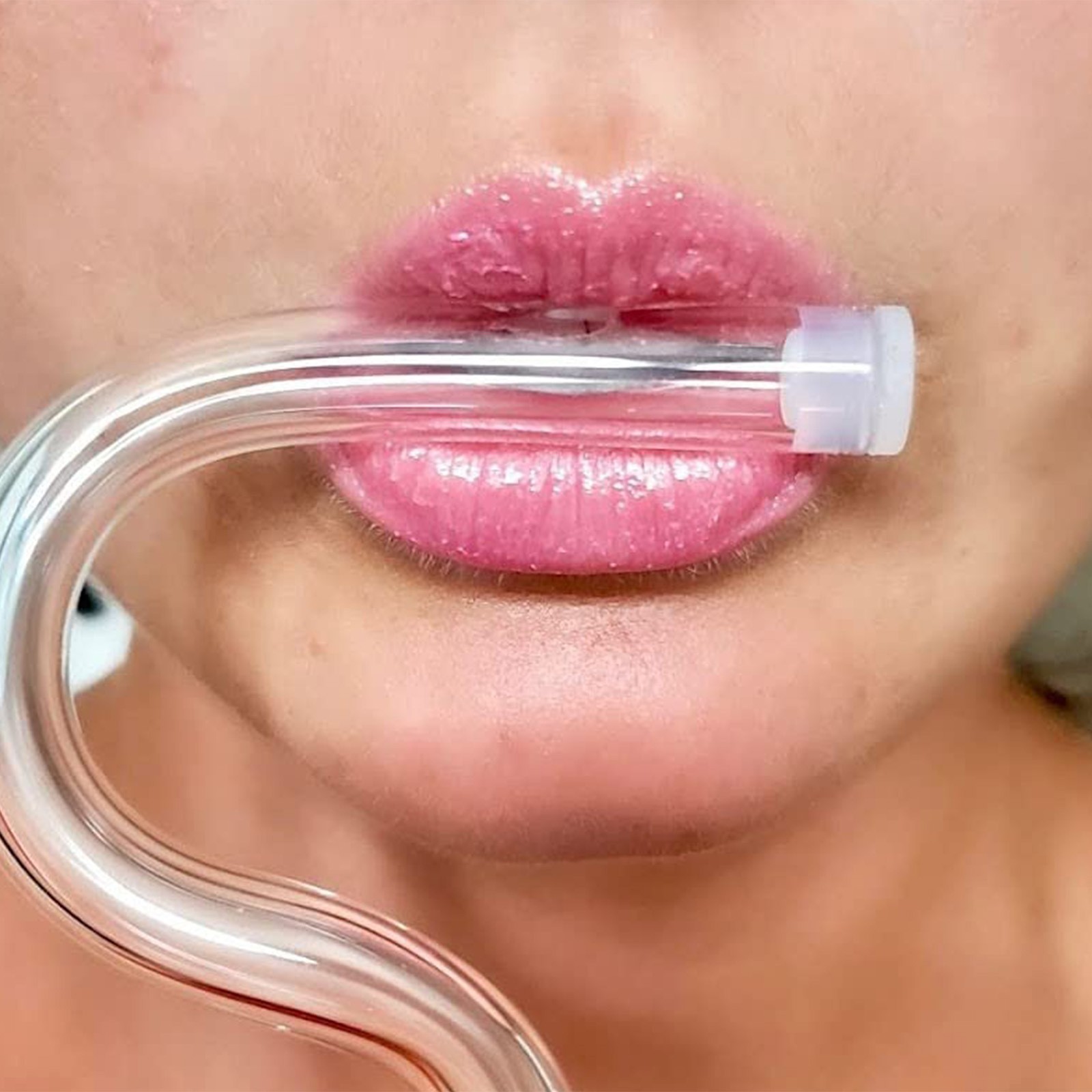 Paja anti arrugas de labios transfronteriza Paja anti arrugas de labios traje de paja de vidrio manchado transparente
