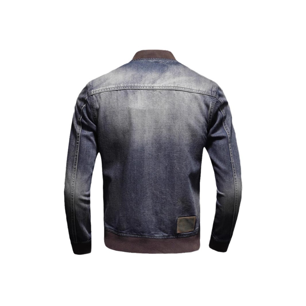 High-End Retro Stand Collar Trendy Brand Spring Autumn New European And American Motorcycle Jacket Men's Stylish Denim_voghion.com