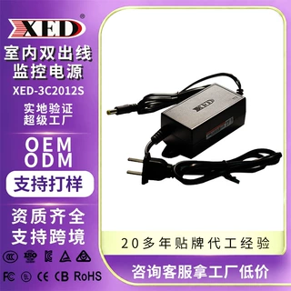 工厂定制DC12v2a电源适配器3c桌面式双出线定做监控设备电源跨境
