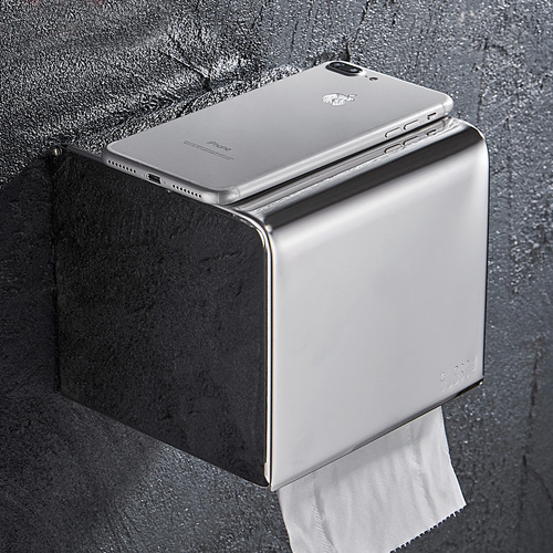Mirror-length paper towel holder wall-mounted 304 stainless steel bathroom toilet paper roll holder tissue box