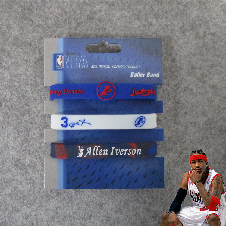 Estrella de baloncesto Kobe James Owen Currillos firma ajustable pulsera mixta blanca de tres piezas para fanáticos