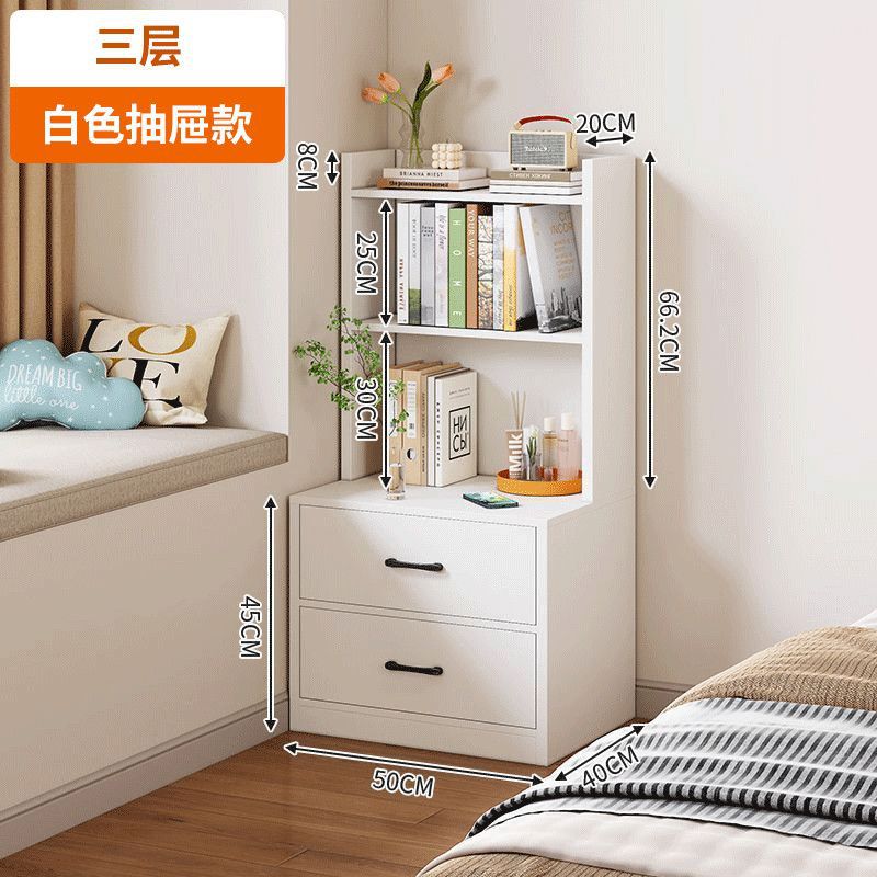 Solid Wood Bedside Table, Bedside Storage Cabinet, Bookshelf, Floor-Standing Storage Rack, Narrow Bookcase, Wall-Mounted Utility Cabinet, Small Narrow Cabinet