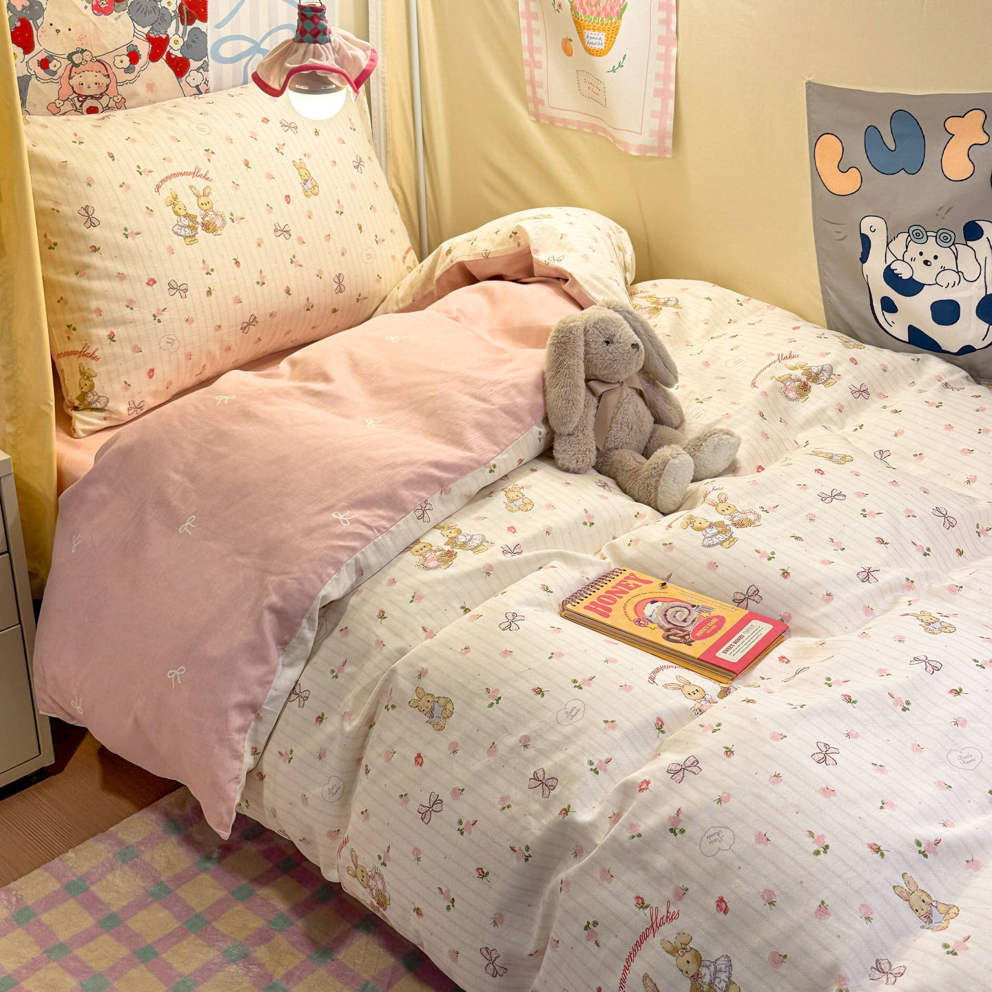 Ropa de cama de tres piezas para dormitorio de estudiantes de algodón puro 100% algodón, ropa de cama para dormitorio individual y doble, juego de cuatro piezas