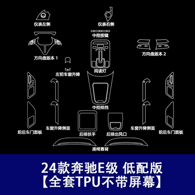 Film, Car interior film - 24-26-mercedes-benz-e-class-low-end-version-full-set-of-tpu-soft-film-without-screen