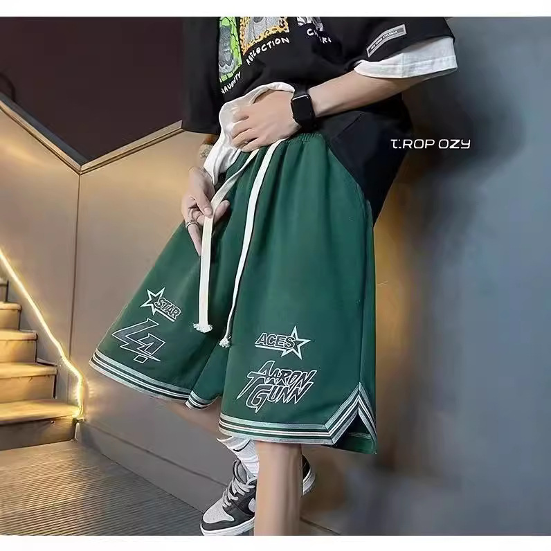 American Style Dark Green Shorts Men's Summer vintage Baseball Suit Pants High Street Trendy Ins Heavy Boxing Basketball Pants