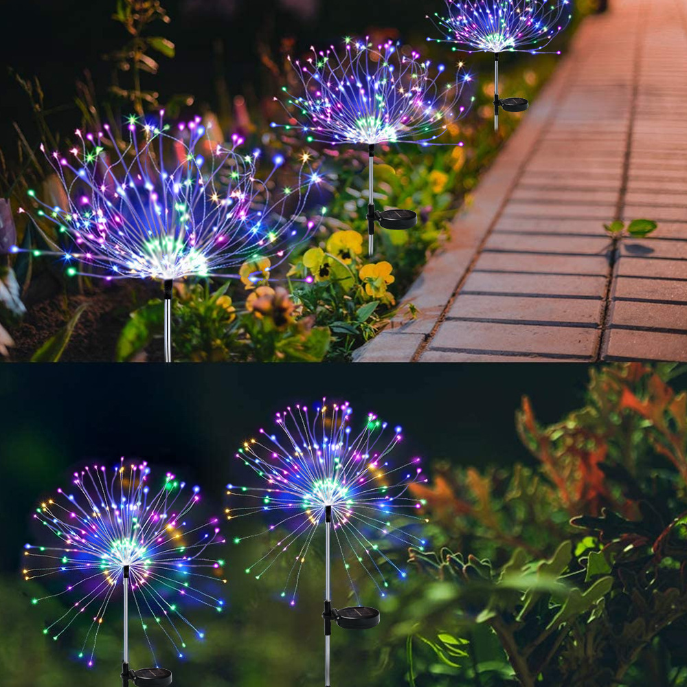 太陽能戶外草坪花園燈別墅庭院節日裝飾燈防水插地煙花燈蒲公英燈