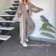2024 Europe and America Cross-border Amazon Autumn Foreign Trade Y2K Striped Zipper Jacket Casual Sports suit Women