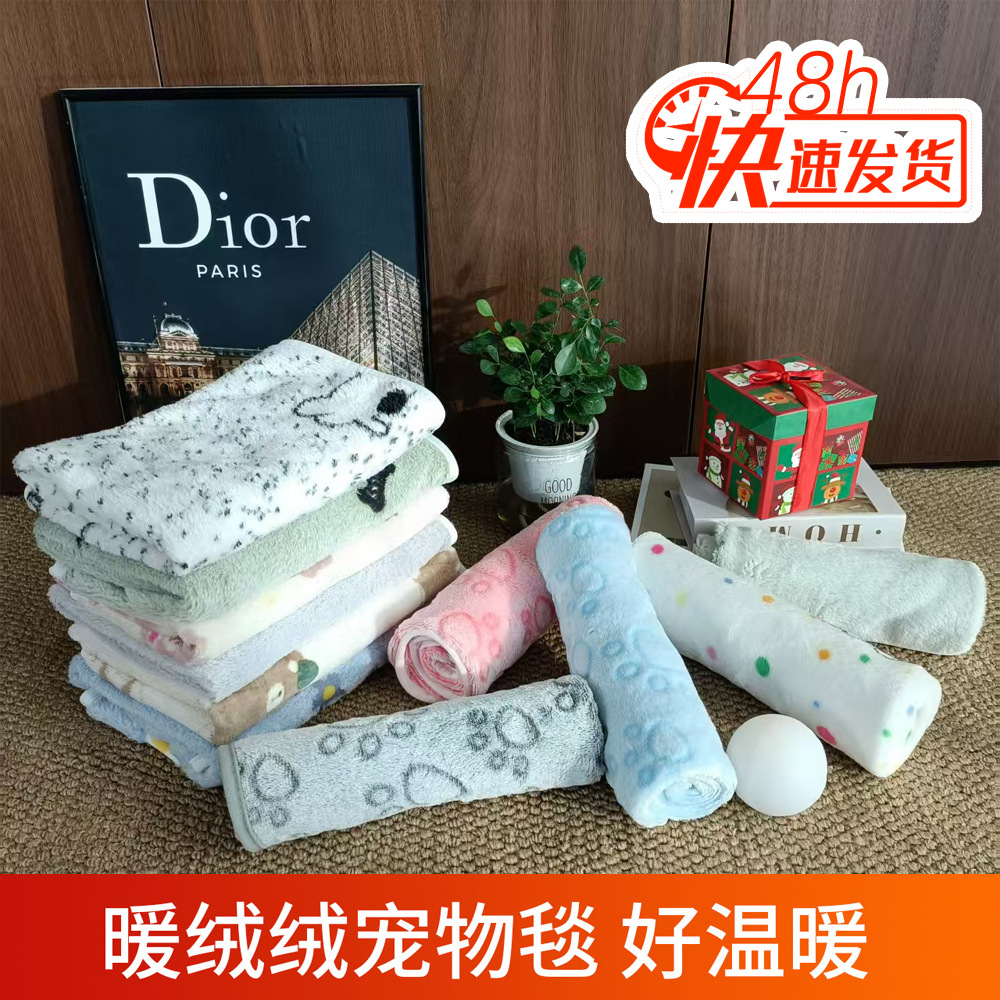 Four Seasons Pet Blanket Cat and Dog Double-Sided Velvet Cover Blanket Autumn and Winter Quilt Warm Blanket Dog House Mat Cross-Border Spot Wholesale
