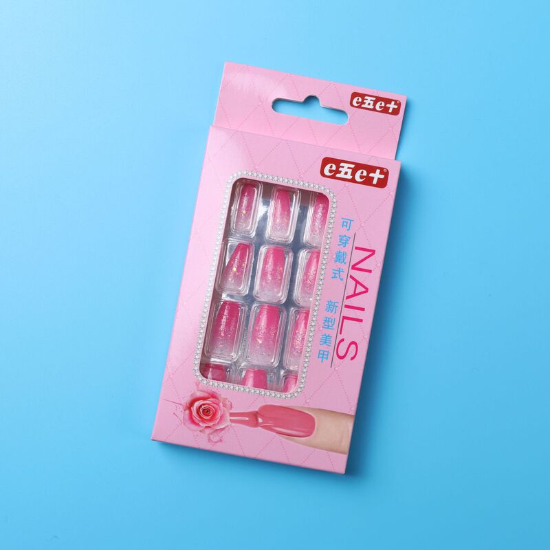 12 Pieces of Adult Fake Nails, Wearable Nails, Coffin Nails, T-Shaped Manicure, Translucent Rose Red Glitter Powder, Women's Nails 12 Pieces of Adult Fake Nails, Wearable Nails, Coffin Nails, T-Shaped Manicure, Translucent Rose Red Glitter Powder, Women's Nails