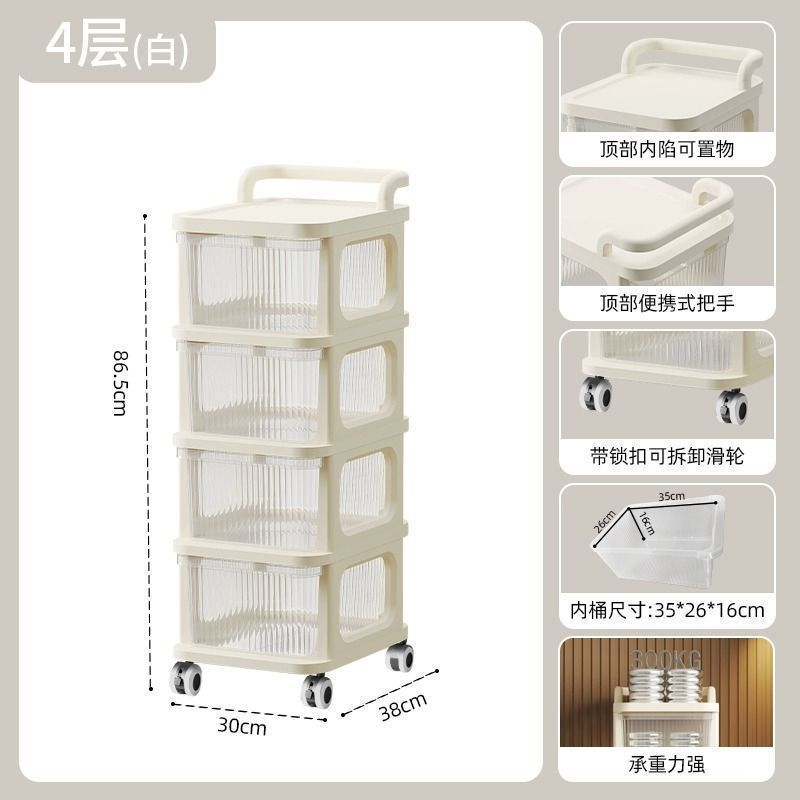 小推车零食奶油风置物架落地可移动宝宝玩具储物架婴儿用品收纳柜|undefined