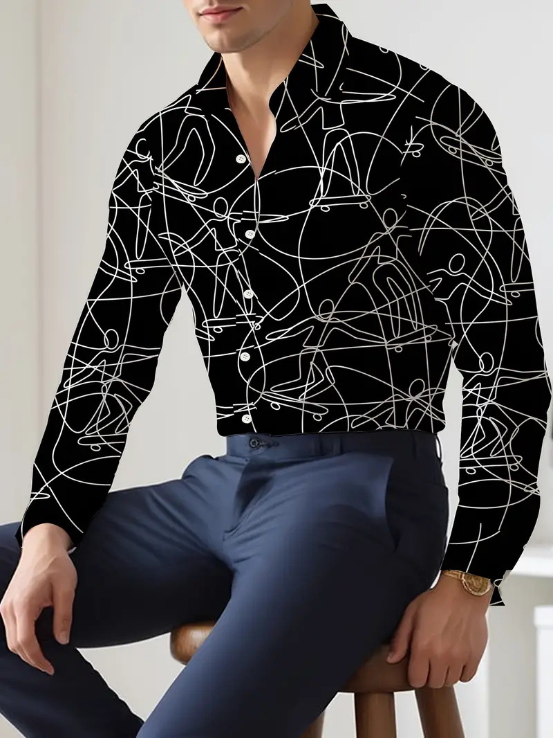 Productos europeos American Cross-border 2025 nueva tendencia de la moda casual de alta calidad cool guapo camisa de manga larga MB12