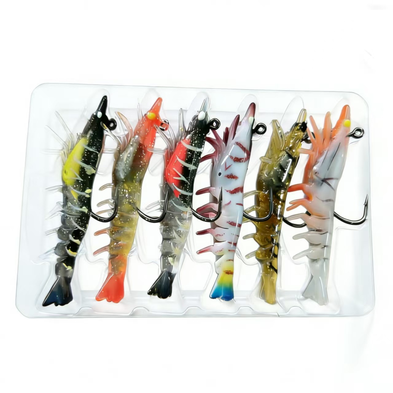 仿生多节虾大对虾包铅带钩路亚软饵软虾假饵翘嘴黑鱼鲈鱼9.6g7cm