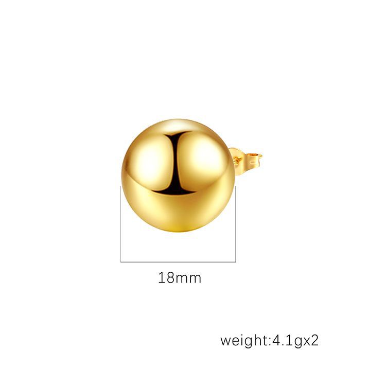 Moda europea y americana alta sensación de aretes huecos de acero inoxidable bolas de lujo ligero para mujeres chapado 18K orejas de oro al por mayor