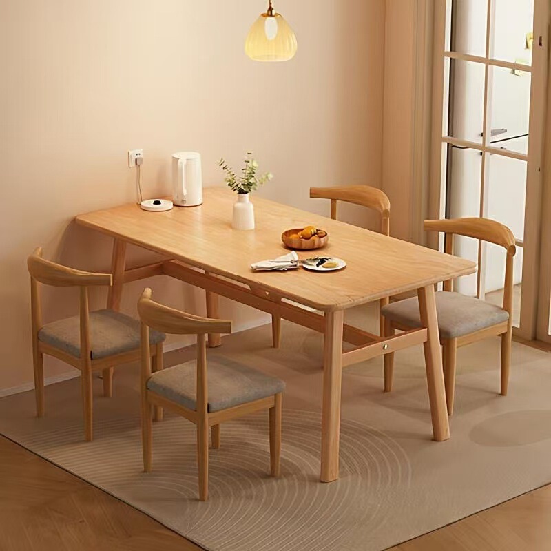 Dining Table for Home Use in Small Apartments, Rental Properties, Nordic Style Table and Chair Set for Dining and Commercial Use, Simple Rectangular Table and Chair Combination Dining Table for Home Use in Small Apartments, Rental Properties, Nordic Style Table and Chair Set for Dining and Commercial Use, Simple Rectangular Table and Chair Combination