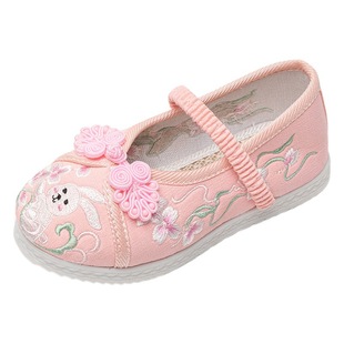 Girls' Hanfu Shoes Ancient Clothing Children's Embroidered Shoes Antique Old Beijing Handmade Cloth Shoes Tang Suit Horse-faced Skirt Shoes Spring and Autumn