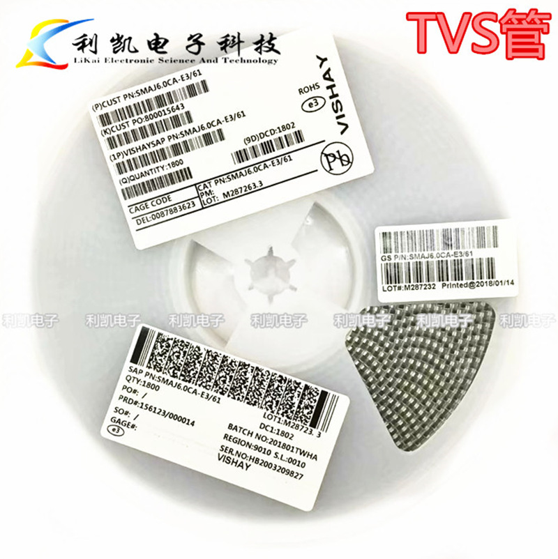 工厂直供 SMAJ6.0CA 丝印WG DO-214AC 400W 双向瞬变TVS管 6V