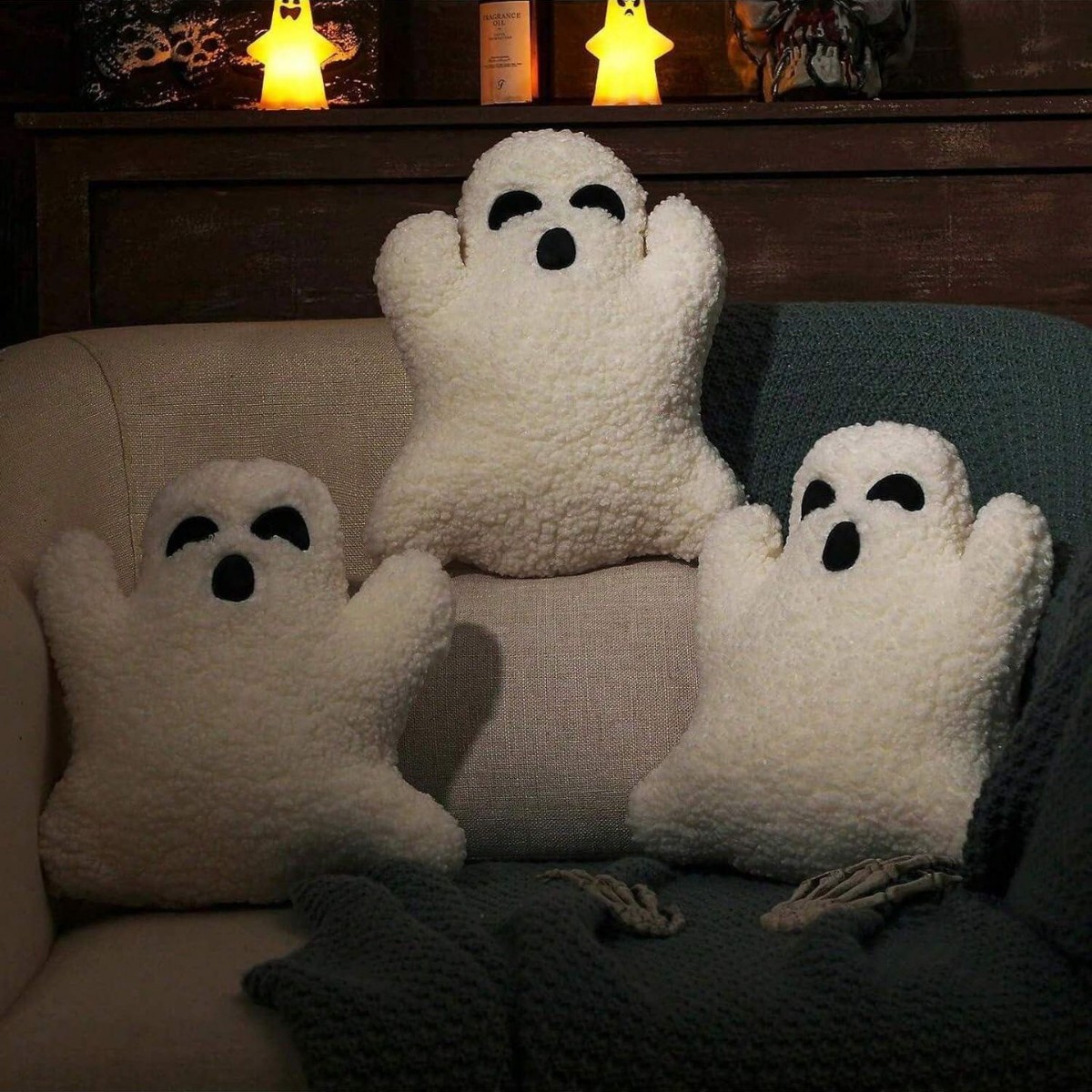 Nuevo juguete de peluche transfronterizo almohada fantasma decoración de cojines para el hogar de Halloween muñeca de regalo de vacaciones