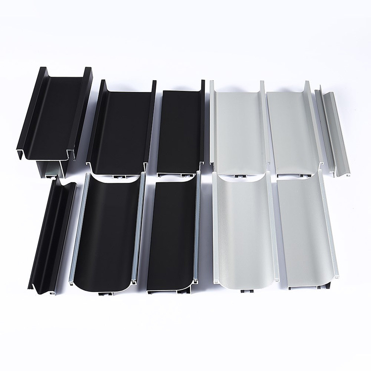 En stock C-tipo de perfil mango libre de gabinete de cocina de aluminio mate negro incrustado tipo I armario invisible tira de la manija oscura