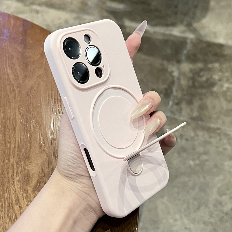 Suitable for iPhone 17 Promax Mobile Phone Case, Liquid Silicone Integrated Magnetic Stand, Apple 15 Anti-Fall Protective Case Suitable for iPhone 17 Promax Mobile Phone Case, Liquid Silicone Integrated Magnetic Stand, Apple 15 Anti-Fall Protective Case