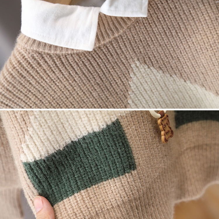6516 suéter de cuello redondo para niños 2025 nuevo estilo estilo occidental niño a finales de otoño ropa coreana suéter de punto estilo otoño e invierno moda