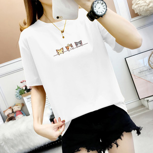 Women's short-sleeved T-shirt summer clothing foreign trade cross-border loose simple women's clothing large-size new printed women's top trendy wholesale