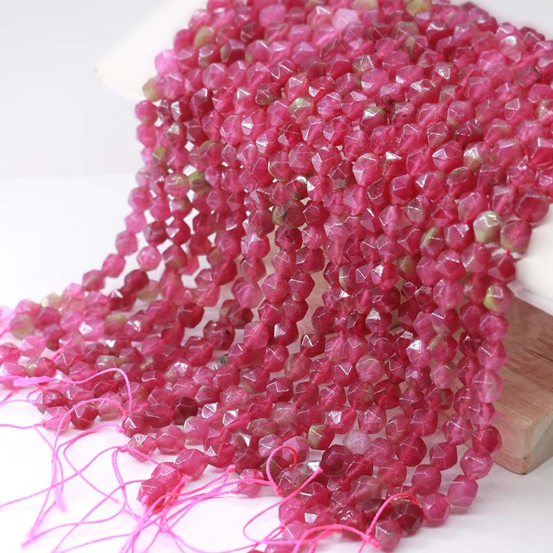 A String Diameter 8mm Natural Stone Chalcedony Irregular Geometric Faceted Jewelry Accessories Beads display picture 2