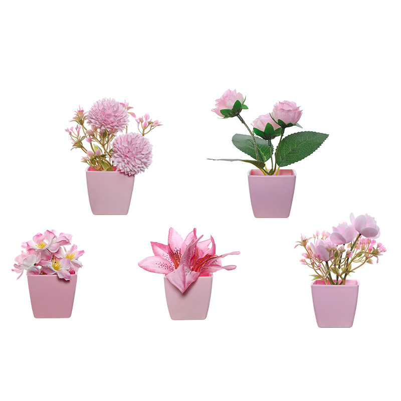 Plastic artificial plants, small fuchsia decorative flowers for home use 5