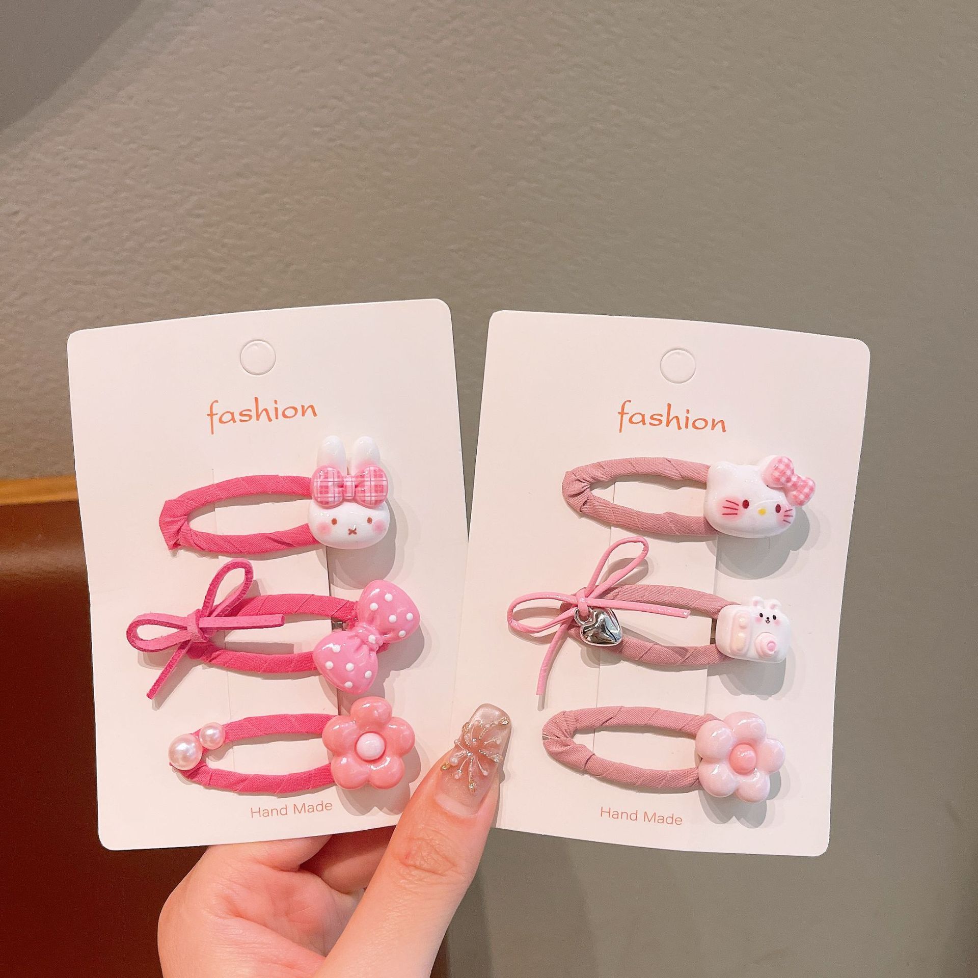 Clip BB para niños lindo cartón de dibujos animados tarjeta de cabello rosa no daña cabello frangeo cabello para niñas joyas de cabello para niñas