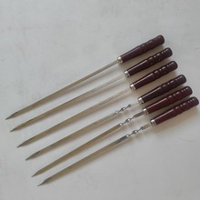 商用境外不锈钢圆木柄烧烤签大串大油边加宽加厚工厂烤肉羊肉串