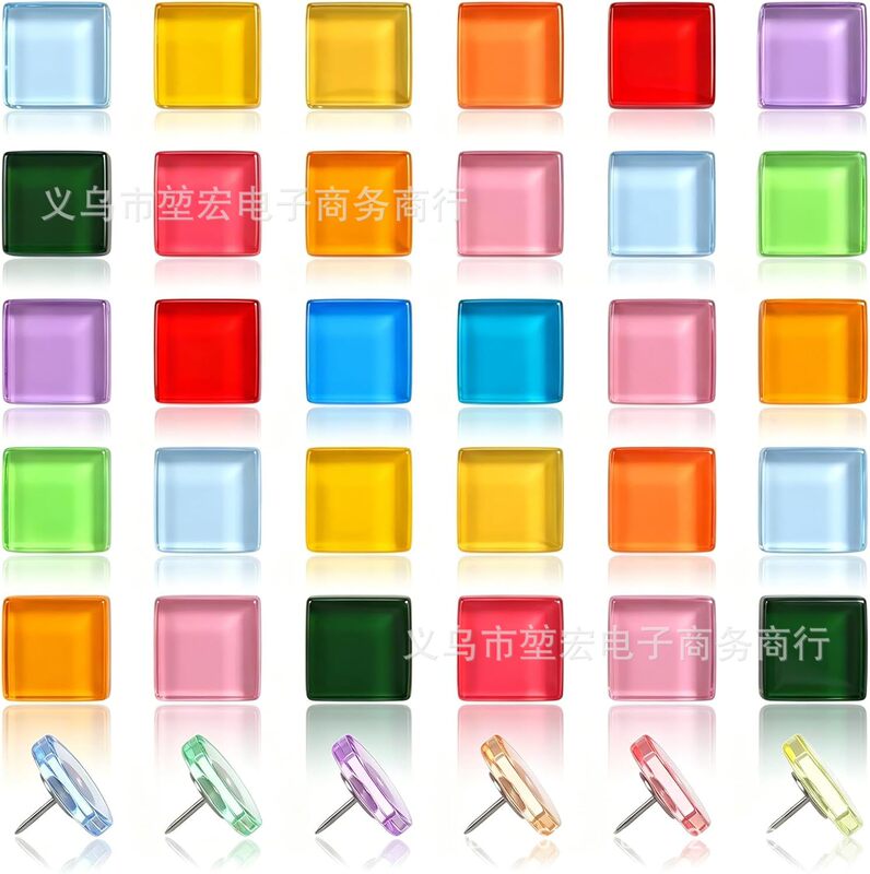 Cross-border creative colorful square glass push pins mosaic gradient push pins photo wall corkboard decorative pins Cross-border creative colorful square glass push pins mosaic gradient push pins photo wall corkboard decorative pins