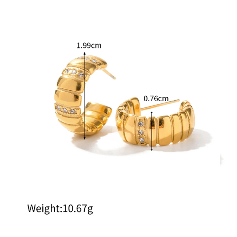 Hot-Selling C Rhinestone Gold Plated European And American Cross-Border Light Luxury Ear Hooks Ins Style_voghion.com