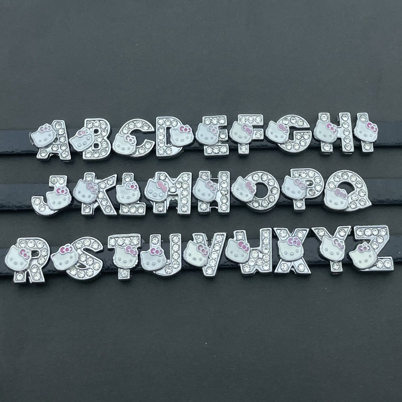 Cat Head Alloy Rhinestone Letters DIY Handmade Jewelry Accessories Alloy Diamond Letter Bracelet Couple Bracelet Gift