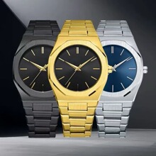 外贸跨境瑞士品牌钢带手表男士石英腕表防水品牌名表男表一件代发