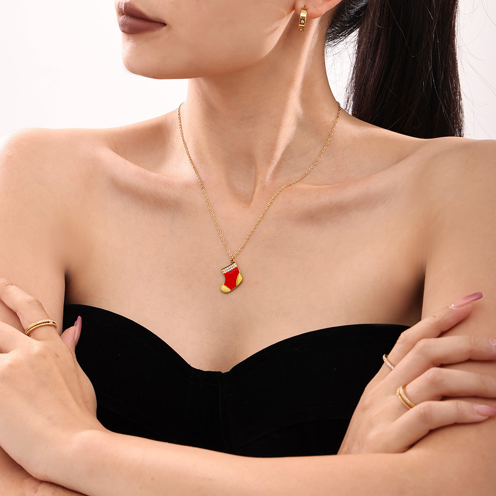 Square Sugar Christmas Zircon Necklace And Earrings Jewelry Set_voghion.com