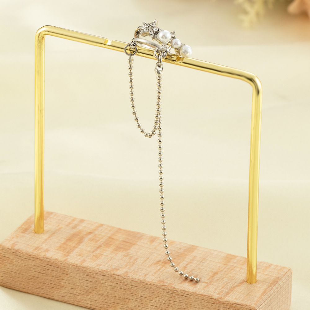 Long Tassel Ball Bead Chain Diamond Pearl Inlaid Female Ear Clip Without Pierced display picture 5