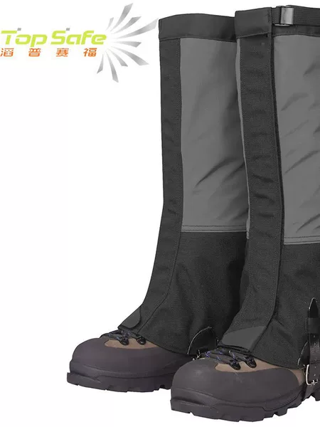 High-Top Wear-Resistant Outdoor Leg Protectors in Black and Gray Color Combination, Sand-Proof and Snow-Proof, Suitable for Mountaineering and Hiking, Direct Supply from the Manufacturer