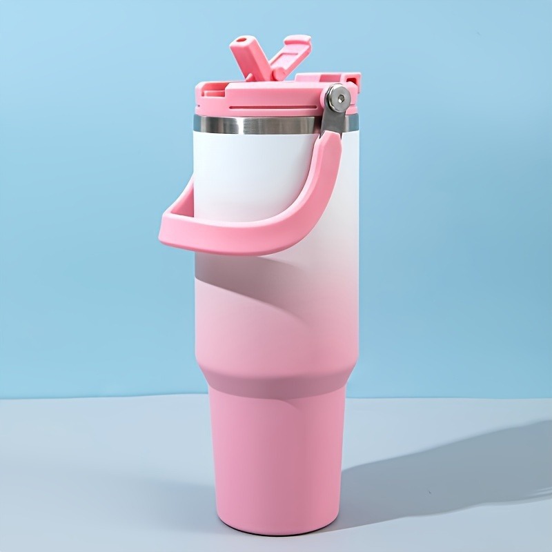 Explosión transfronteriza gradiente 30oz taza de automóvil portátil de gran capacidad con paja 304 taza de aislamiento al vacío de acero inoxidable