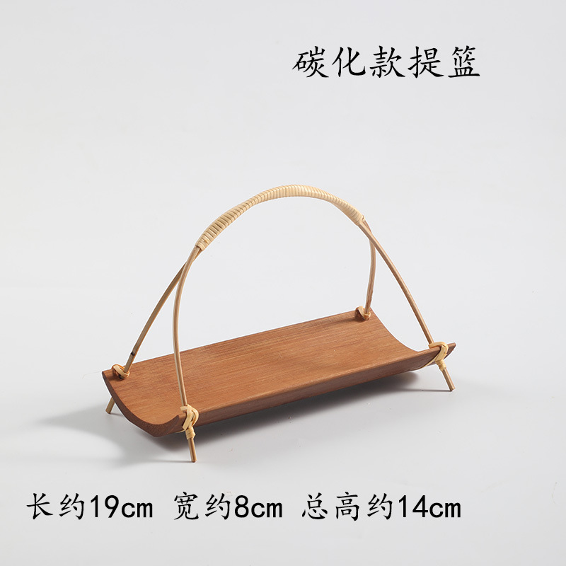 手工竹编提篮 家用茶点盘水果篮子糕点托盘创意小竹篮 结婚竹编篮|undefined