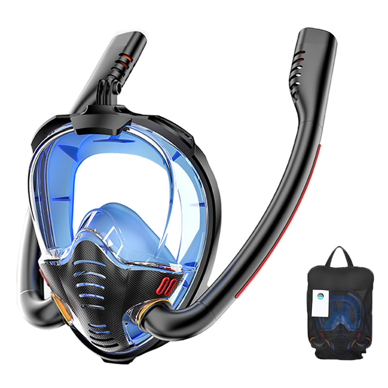 New Double-Tube Snorkeling Mask Fully Dry Sambo Water Snorkeling Equipment Adult Diving Respirator Mask