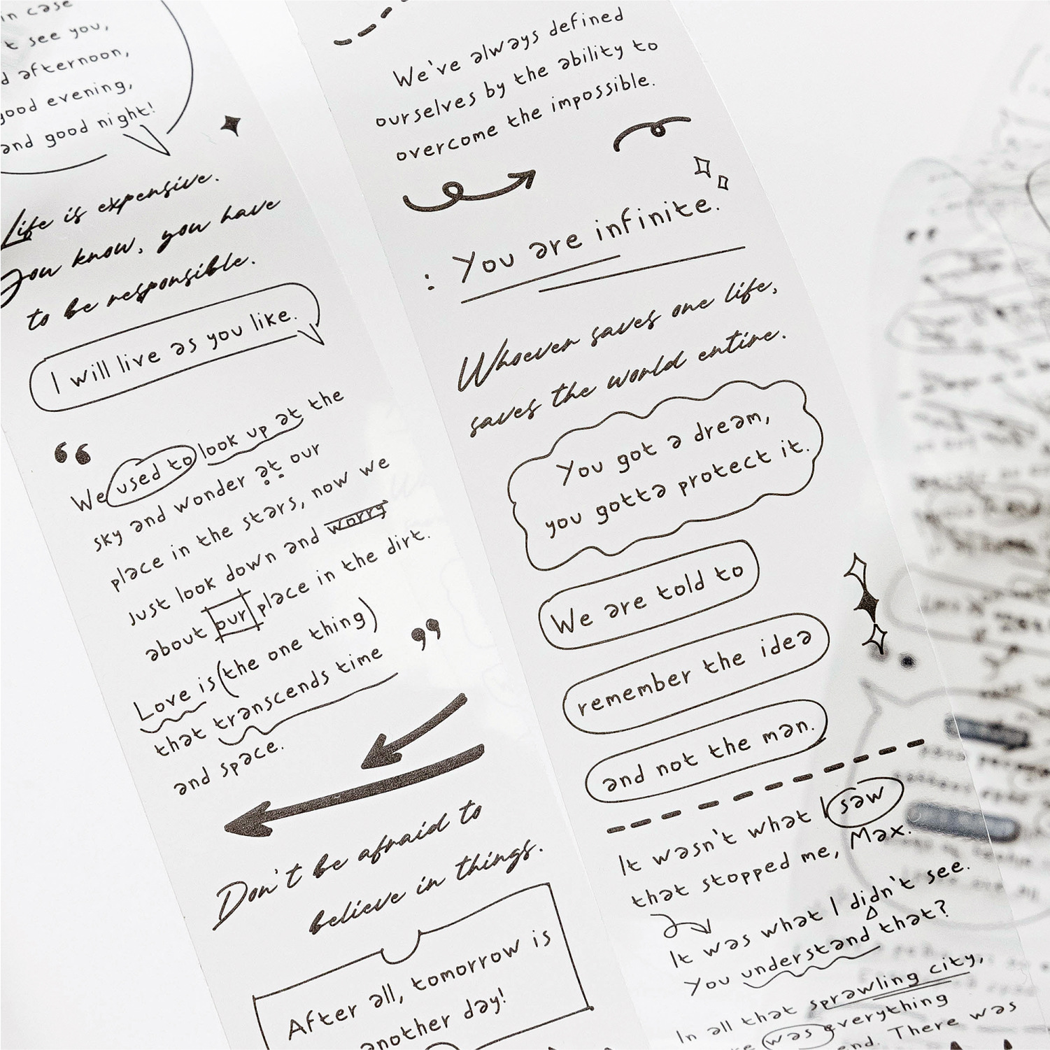 Poesía de azúcar romántica retrógrado texto PET cinta adhesiva memoria serie de cuentas de mano DIY material de decoración cinta adhesiva