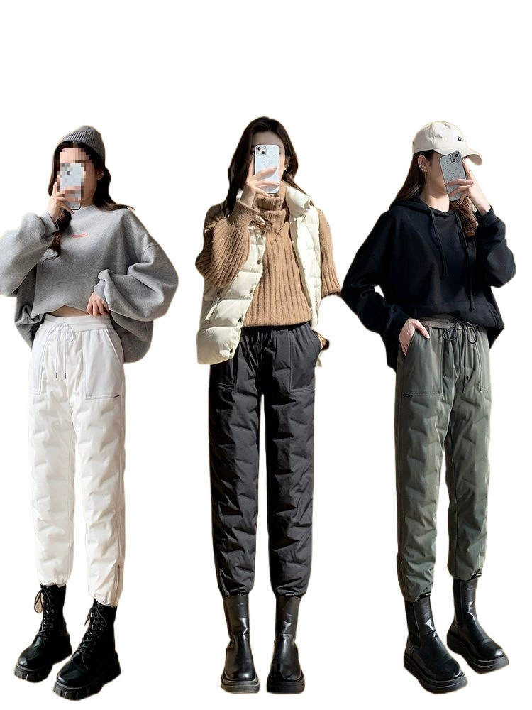 Keep warm long winter fashionable trousers with down, plus size