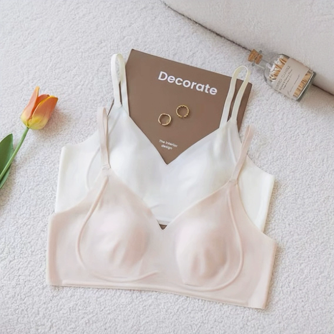 Thin latex underwear, wireless bra, breathable bra top