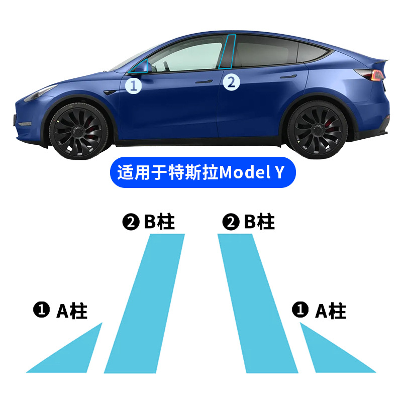 Cross-border exclusive for Tesla Model3_Y TPU transparent protective film outer window BC center pillar car sticker