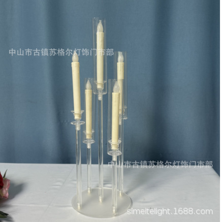 Comercio electrónico transfronterizo para el nuevo acrílico 5-cabeza candelabro boda hotel restaurante occidental fiesta de cumpleaños casa candelabro