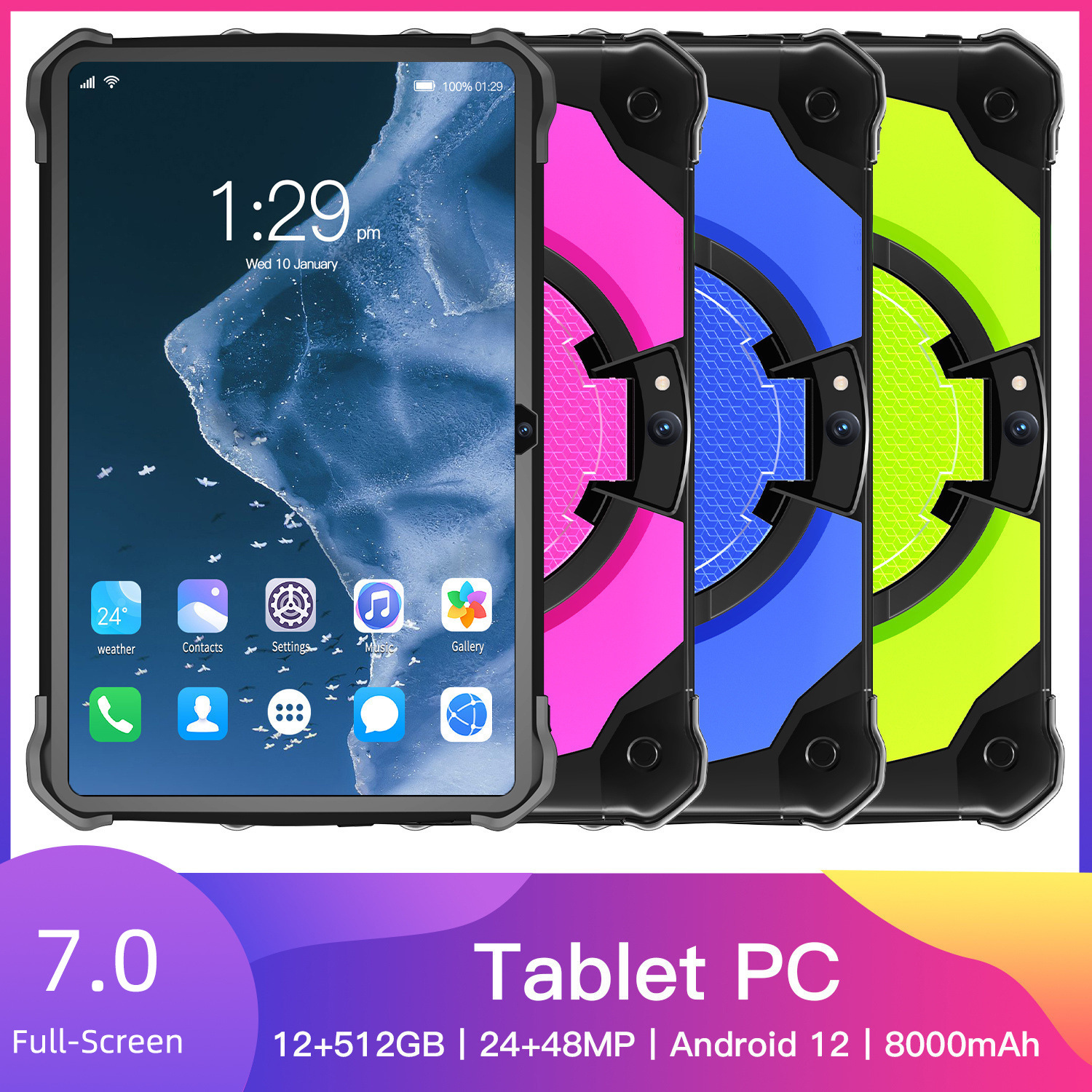 Cross-Border Long-Lasting Battery Life 2026 New Model 7inch Mecha Children's Learning Tablet 4+64Gb Android 12 Wifi