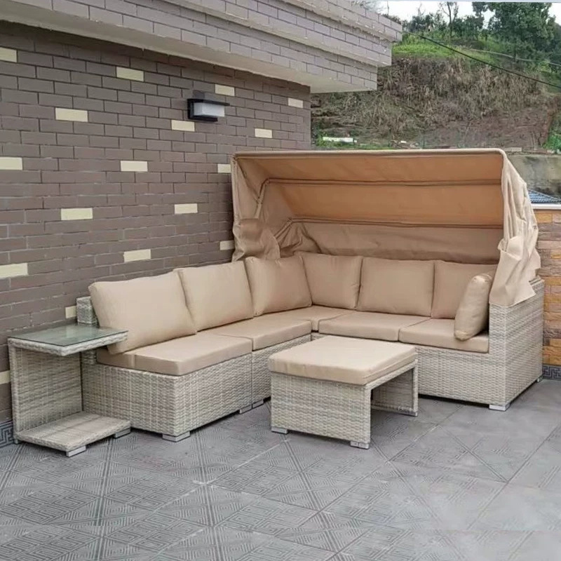 Outdoor rattan sofa, waterproof and sun-resistant, for outdoor leisure, American and European style, suitable for villas and gardens