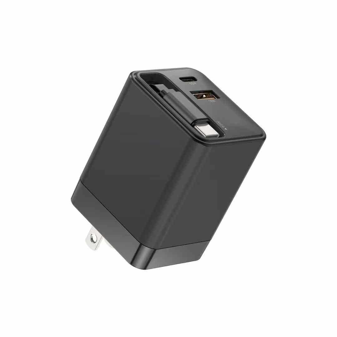 伸缩线氮化镓三口65w氮化镓快充充电器安卓手机平板充电头100W