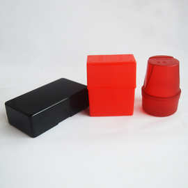 印章盒子收纳盒黑色红色双章盒批发办公圆形方形印鉴盒
